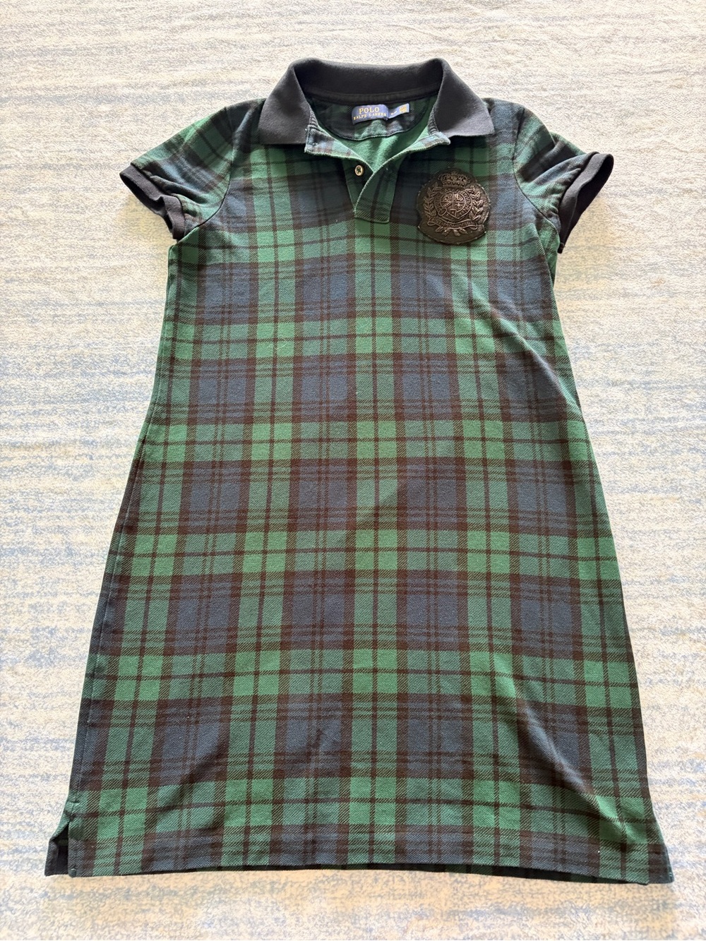 Polo Ralph Lauren black watch plaid polo dress with crest in a S #preppy #plaid